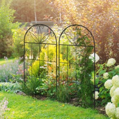 Treillis de jardin lot de 2 support pour plantes grimpantes en métal noir