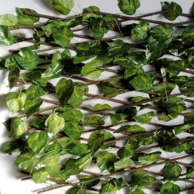 Treillis Osier Avec Feuilles Composition 100% Osier Feuilles De Lierre PVC 100 X 200 CM Arbres De Plantes Decoration Jardin