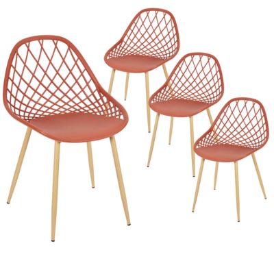 TRESSIE - Lot de 4 Chaises Terracotta Coque Arrondie