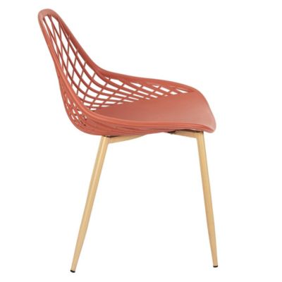 TRESSIE - Lot de 4 Chaises Terracotta Coque Arrondie