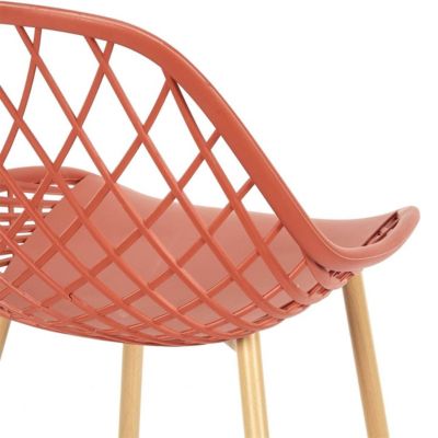 TRESSIE - Lot de 4 Chaises Terracotta Coque Arrondie
