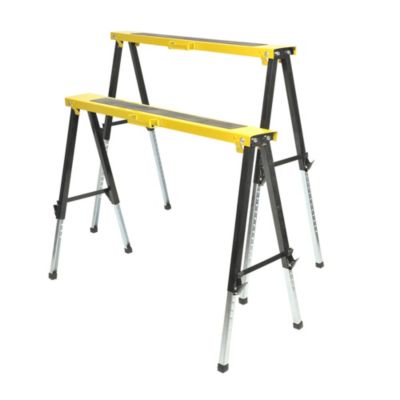 Treteaux repliables telescopiques acier lot de 2 hauteur 64 A 91 CM charge 150 KG par treteau