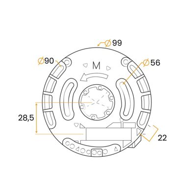 Treuil, Crabot ZF 27 mm, Fin de course, 6 pans de 7, Technivis, Volet Roulant Manuel