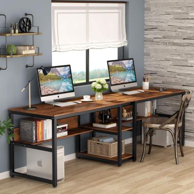 Tribesigns 200 cm Bureau avec Rangement pour Deux Personnes