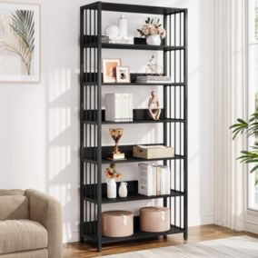 Tribesigns Bibliothèque Étagère Rangement 6 Niveaux, 190 cm Haute, Étroite, Autoportante pour Salon , 80x30x190 cm (Noir)