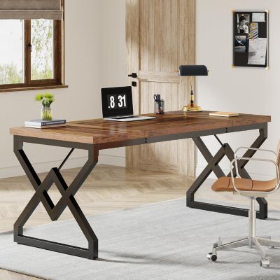 Tribesigns Bureau 160 cm en Bois Extra-épais et Cadre métallique