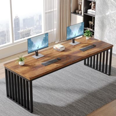 Tribesigns Bureau d'ordinateur  Industrielle de 180 cm avec châssis métallique Robuste Marron