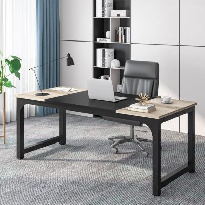 Tribesigns Bureau Gris Vintage et Noir