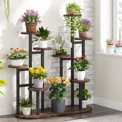 Tribesigns Support de plantes d'intérieur pour 11 pots de fleurs marron rustique