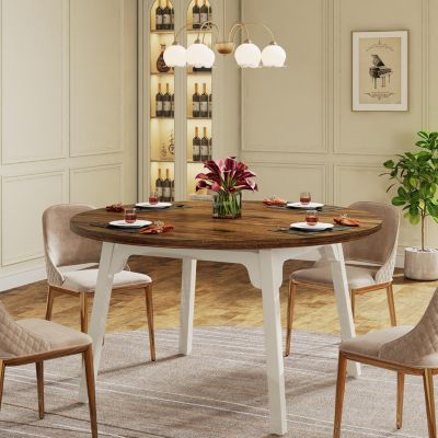 Tribesigns Table de Salle Ronde pour 4-6 Personnes de 120 cm Marron