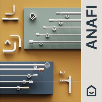 Tringle à rideau Anafi métal blanc mat Ø28 x L.300cm GoodHome