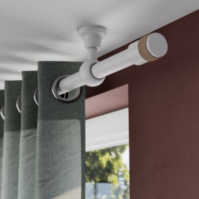 Tringle à rideau Volos métal blanc et bois Ø28 x L.250cm GoodHome