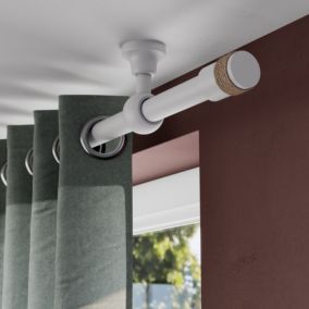 Tringle à rideau Volos métal blanc et bois Ø28 x L.250cm GoodHome
