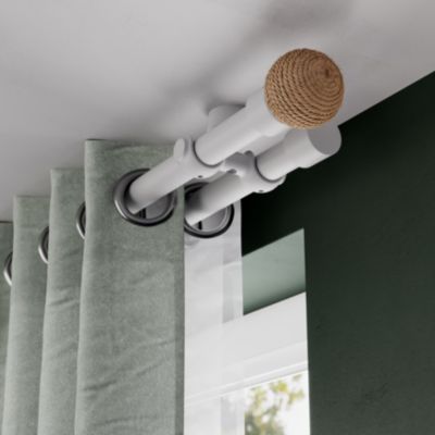 Tringle à rideau Volos métal blanc et bois Ø28 x L.250cm GoodHome