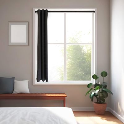 Tringle à rideaux extensible Araxos GoodHome noir mat L.90/120cm