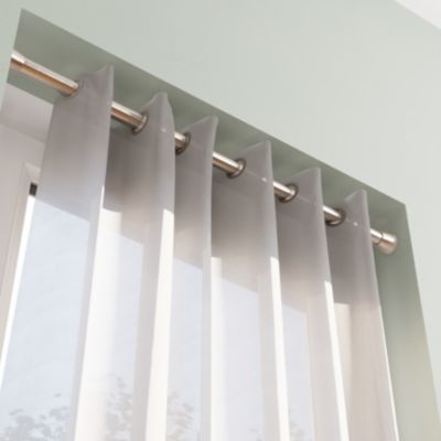 Tringle à rideaux extensible Athens GoodHome effet nickel gris satin L.60/90cm