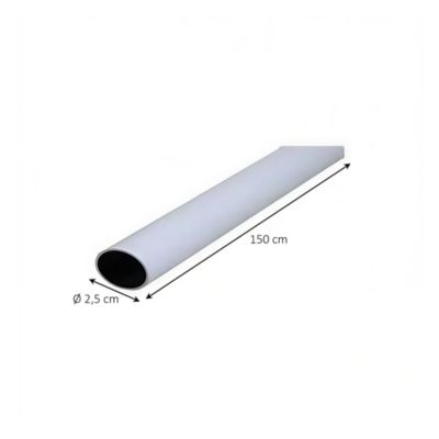 Tringle de penderie métal blanc Ø2,5 x 150 cm
