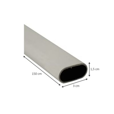 Tringle de penderie ovale acier blanc 1,5 m de 3 x 1,5 cm