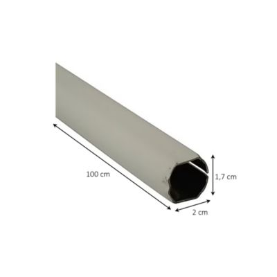 Tringle de penderie ovale acier blanc 1 m de 2 x 1,7 cm