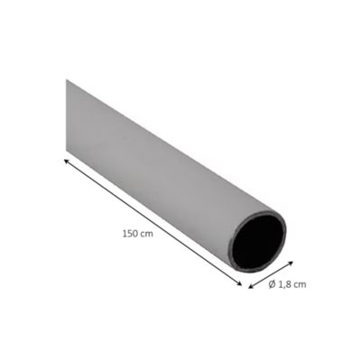 Tringle de penderie ronde acier blanc Ø1,8 x 150 cm