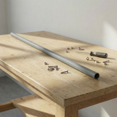 Tringle de penderie ronde acier blanc Ø1,8 x 150 cm