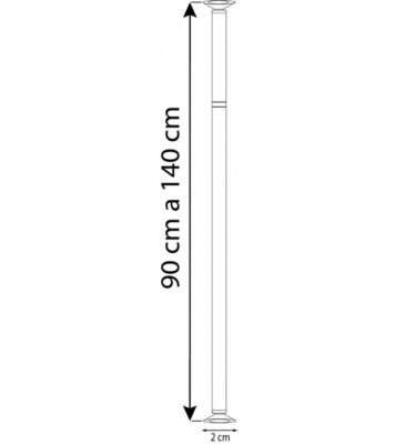 Tringle extensible entre 2 murs sans percage nickel mat - 90 à 140 cm - Nickel mat