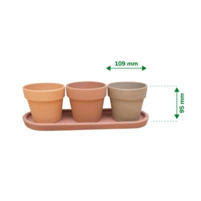 Trio de pots pour plantes aromatiques terre cuite ø9 cm