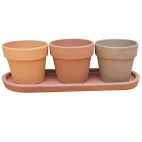 Trio de pots pour plantes aromatiques terre cuite ø9 cm