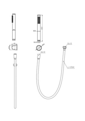Trio douchette + flexible + support, doré, Edouard Rousseau