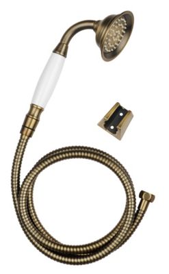 Trio douchette + flexible + support vieux bronze Edouard Rousseau Retro