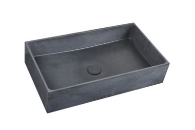 Triomini by Gravelli Cemento vasque à poser en béton ciré 64x36,5 cm, finition anthracite mat sans trop-plein (CEM6437A)