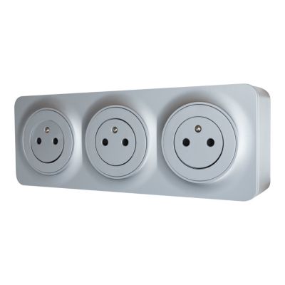 Triple prise avec terre prêt câblée Jacobsen Espen aluminium composable