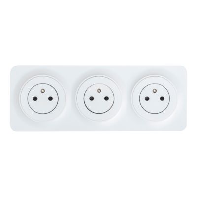 Triple prise avec terre prêt câblée Jacobsen Espen blanc composable