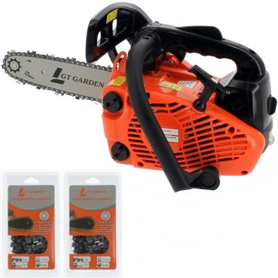 Tronçonneuse élagueuse thermique 25 cm3, 1 CV, guide 26 cm, 2 chaînes - GT GARDEN