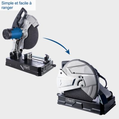 Tronçonneuse à métaux MT150 Scheppach - 2600W - 4200 tr/min - capacité de coupe max 115 mm - angle d'onglet 45/0/30degré
