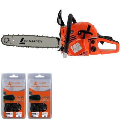 Tronçonneuse thermique 62 cm3, 3.5 CV, guide 40 cm, 2 chaînes - GT GARDEN