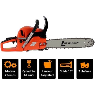 Trononneuse thermique 62 cm3, 3.5 CV, guide 40 cm, 2 chanes - GT GARDEN