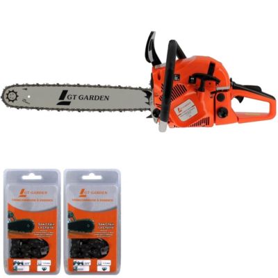 Tronçonneuse thermique 62 cm3, 3.5 CV, guide 50 cm, 2 chaînes - GT GARDEN