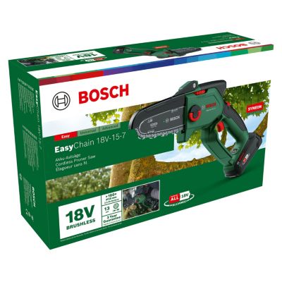 Tronçonneuse à chaîne sans fil sur batterie 18V Bosch EasyChain 18V-15-7 (avec 1 batterie et 1 chargeur)