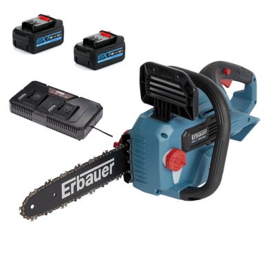 Tronçonneuse sur batterie Erbauer ECSG18-Li 18V guide 30 cm (avec 2  batteries et chargeur) sans fil