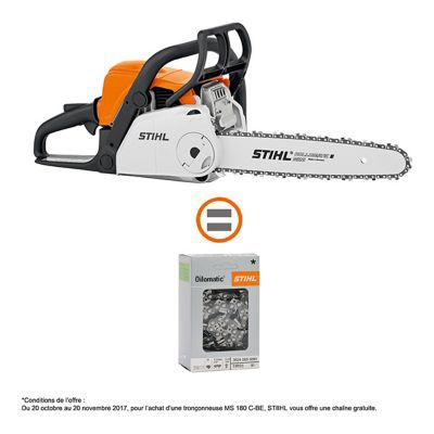 Tronçonneuse thermique Stihl MS180 CBE + 2ème chaîne offerte