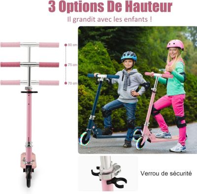 GOPLUS Trottinette Pliable avec Guidon Réglable en Hauteur,Scooter en