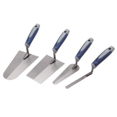 Truelle Mac Allister, lot de 4 (truelle ronde, truelle langue de chat, truelle carré, truelle pour joint)