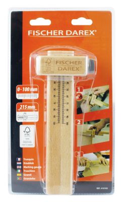 Trusquin de menuisier en bois Fischer Darex l.18.5 cm x L.7.5 cm
