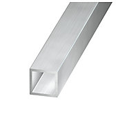 Tube carré aluminium brut 25 x 25 mm, 1 m