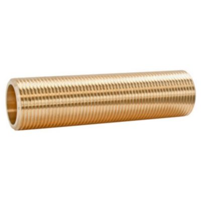 Tube fileté laiton 10cm - double Mâle 15/21 (1/2"), lot de 2