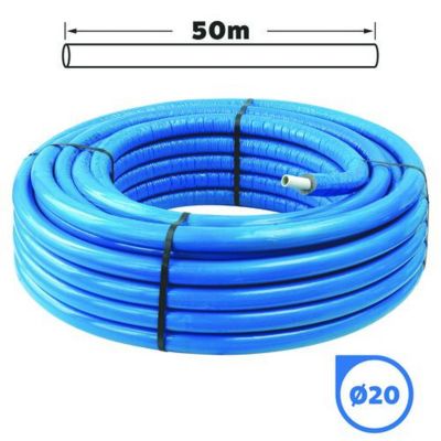 Tube multicouche D20 isolé bleu en couronne 50m - Isolant 8mm - Somatherm For You