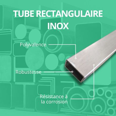 Tube rectangulaire inox 40x20 mm Longueur : 1 metre - Comment Fer