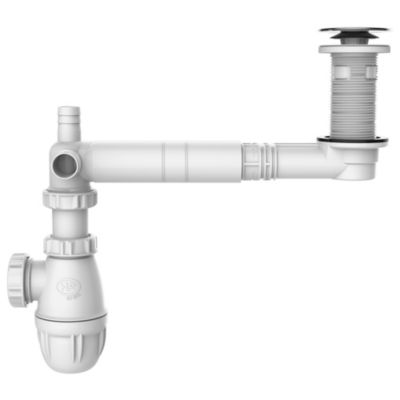 Tubulure extra-plate lavabo, bonde universelle H.100 recoupable sortie Ø32mm - Valentin