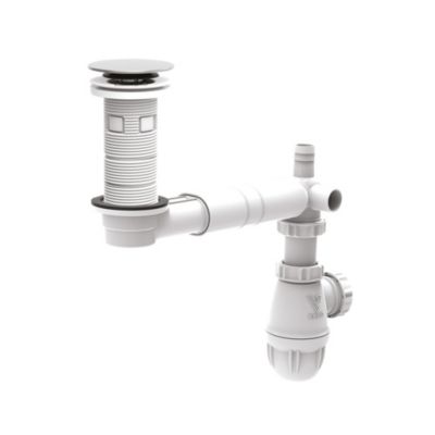 Tubulure extra-plate lavabo, bonde universelle H.100 recoupable sortie Ø32mm - Valentin